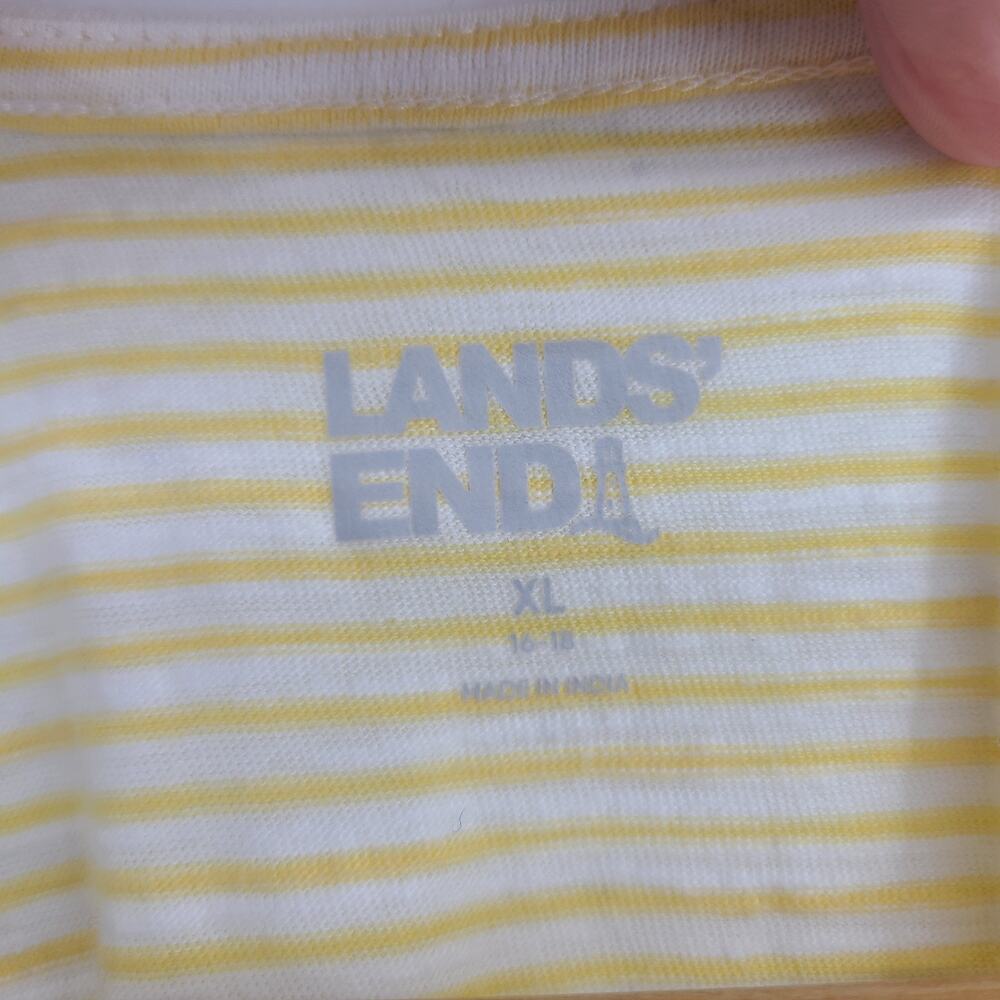 Lands End Yellow Stripe Split Hem Tunic Tank Top Casual Coastal Preppy Size XL - Picture 3 of 8